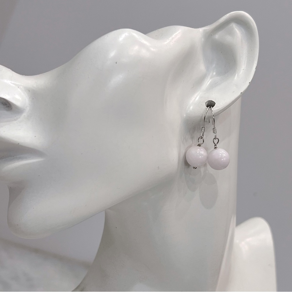 Burmese White Jade Sterling Silver Station Bracelet & Drop Earrings - Picture 9 of 11